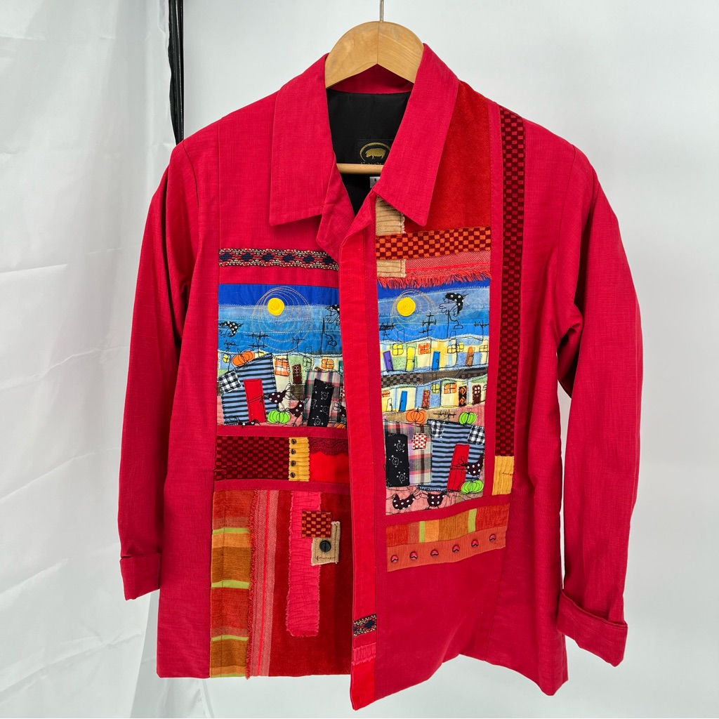 Solveig Cape Town Wearable Art Patchwork Jacket Size S South Africa Red